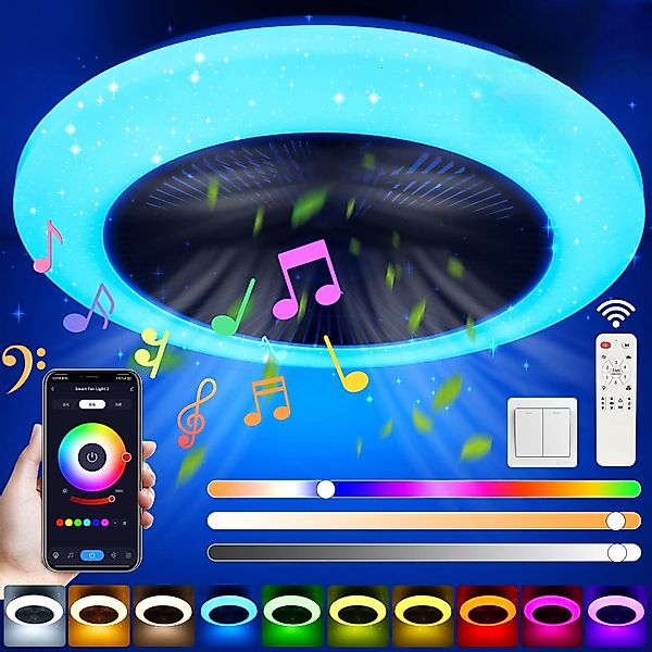 LETGOSPT Deckenleuchte 50W Deckenlampe RGB Farbwechsel günstig online kaufen