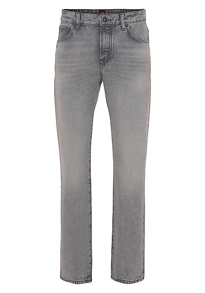 BOSS ORANGE Gerade Jeans mit Leder-Badge günstig online kaufen