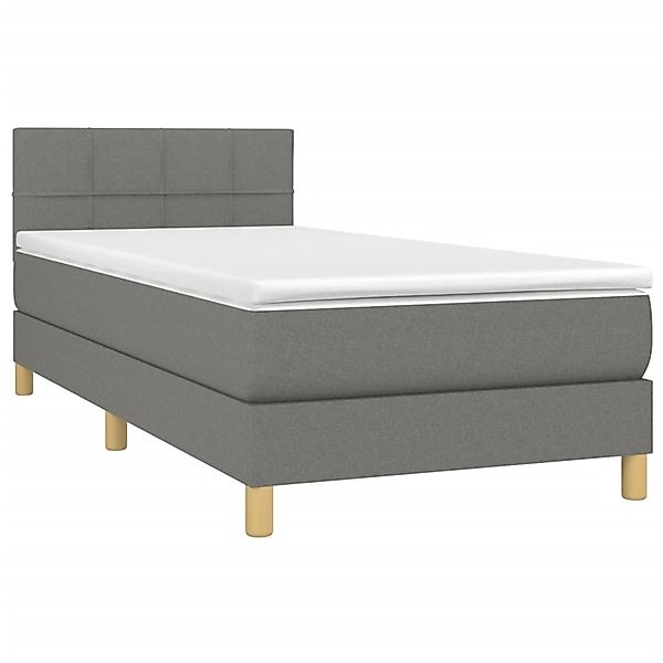 vidaXL Boxspringbett mit Matratze & LED Dunkelgrau 100x200 cm Stoff 3133694 günstig online kaufen