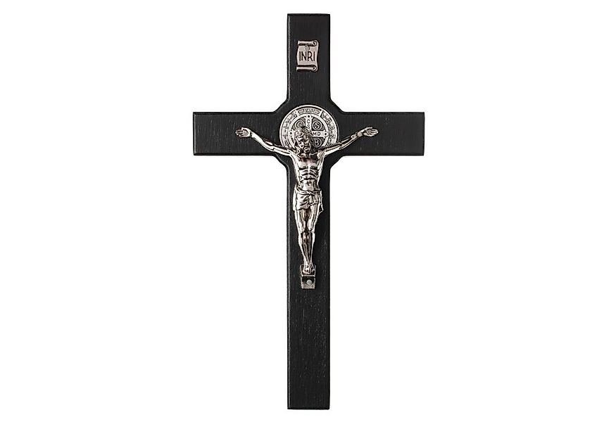 Luda Studio Wanddekoobjekt, Hölzernes Hängekreuz des Hl. Benedikt mit Chris günstig online kaufen