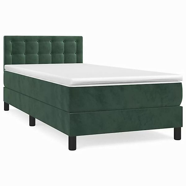 furnicato Bett Boxspringbett mit Matratze Dunkelgrün 90x200 cm Samt (1-tlg) günstig online kaufen