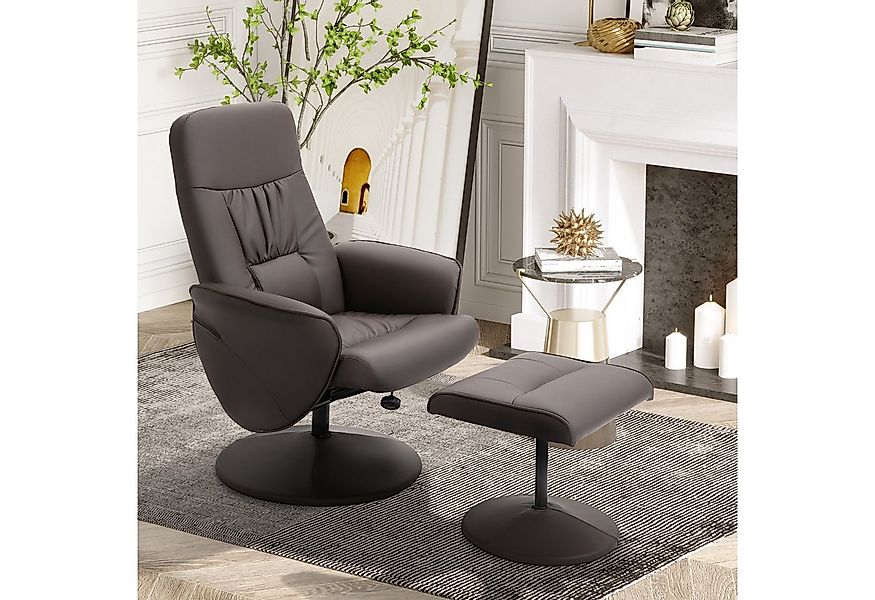 HOMCOM Relaxsessel mit Fußhocker (höhenverstellbar, 2-St., neigbare Rückenl günstig online kaufen