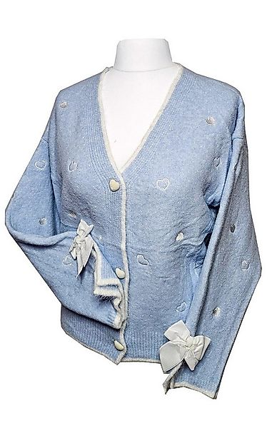 Strickjacke Strickjacke Herzchen Schleife Hellblau Gr. M 38 / 40 Frühling P günstig online kaufen