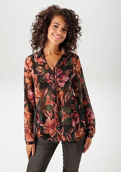 Aniston CASUAL Hemdbluse mit kunstvollem, großflächigen Blüten bedruckt günstig online kaufen