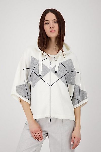 Monari Strickcape Jacke Strickjacke Karo Loose fit mit Rundhalsausschnitt günstig online kaufen