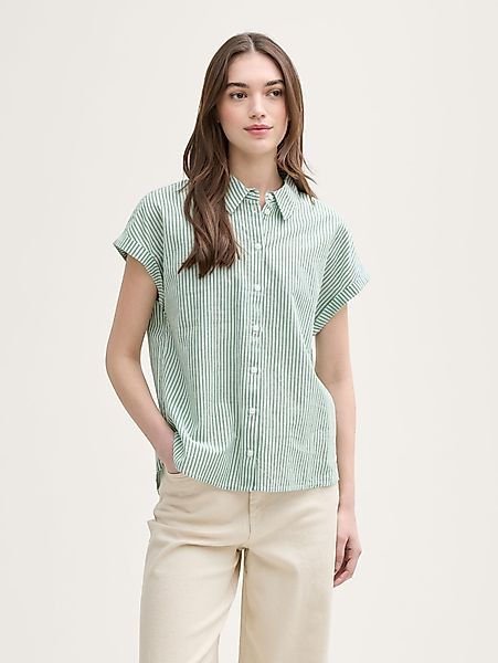 TOM TAILOR Denim Kurzarmbluse mit Streifen-Design günstig online kaufen