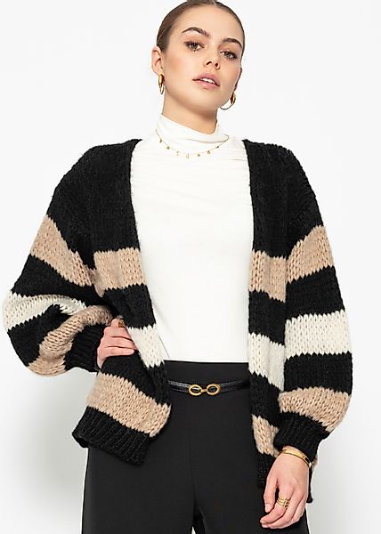 SASSYCLASSY Cardigan Offen fallender Cardigan gestreift günstig online kaufen