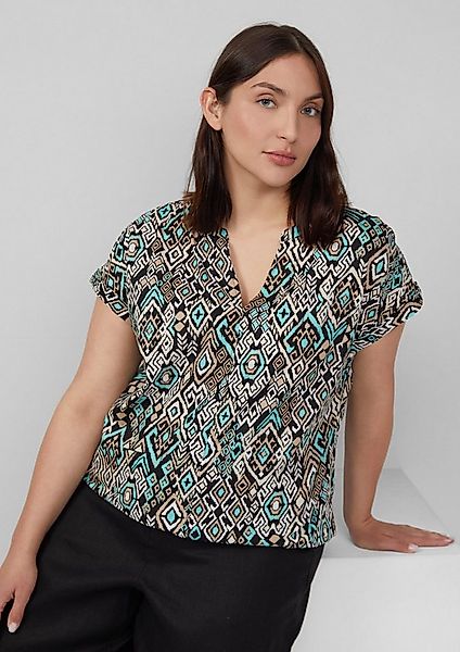 s.Oliver Kurzarmbluse Bluse Leichte Baumwoll-Bluse mit All-over-Print günstig online kaufen