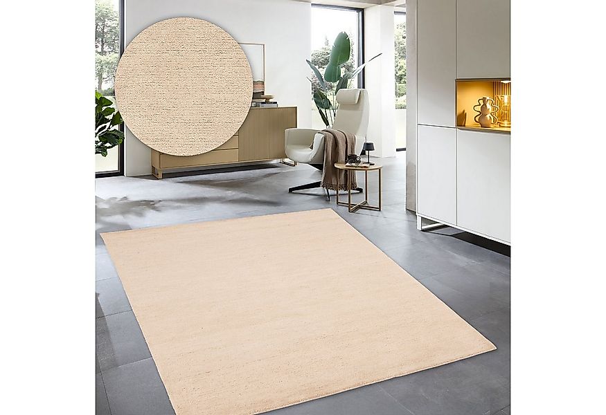 my home Wollteppich Gabbo Natur, Handgefertigt, Teppich, reine Wolle, melie günstig online kaufen
