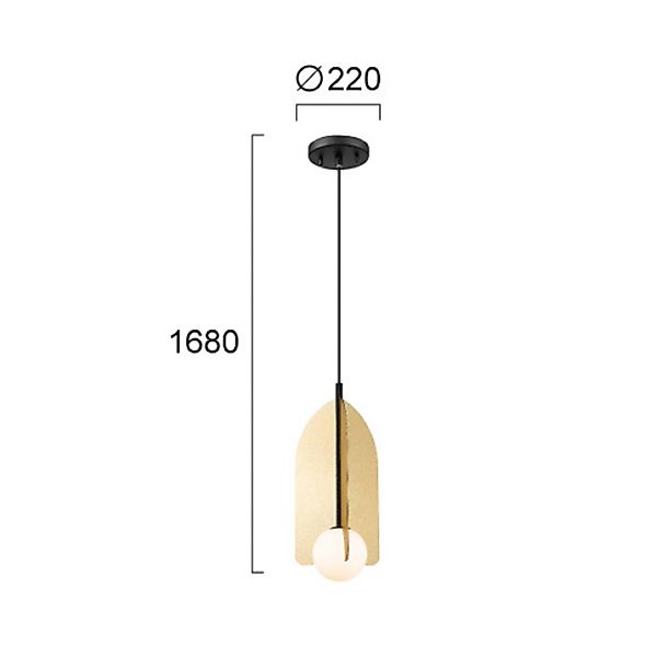 Hängelampe Fedora, Ø 22 cm, goldfarben, Metall/Glas günstig online kaufen