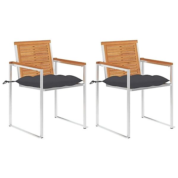 vidaXL Gartenstühle mit Kissen 2 Stk Massivholz Akazie und Stahl 3061503 günstig online kaufen