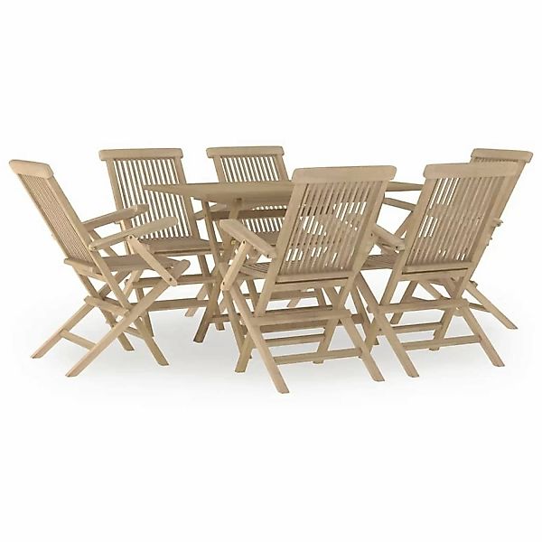 Vidaxl 7-tlg. Garten-essgruppe Grau Massivholz Teak günstig online kaufen