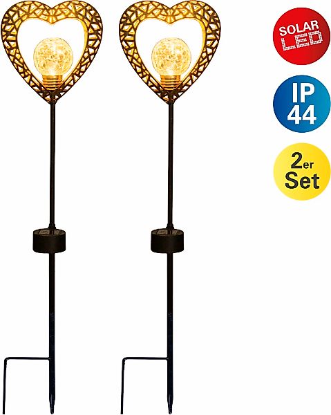 näve LED Solarleuchte "Herz" LED-Board 1 Stk. Warmweiß 2er Set, Erdspieß, H günstig online kaufen
