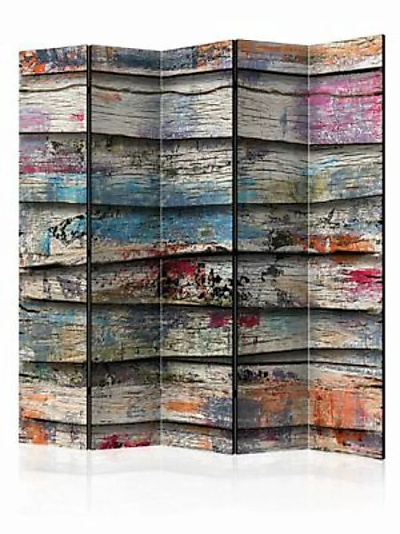 artgeist Paravent Colourful Wood II [Room Dividers] mehrfarbig Gr. 225 x 17 günstig online kaufen