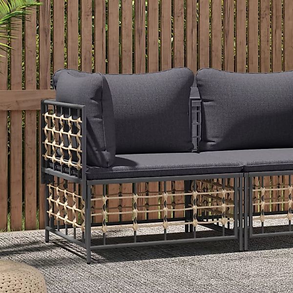 Vidaxl Garten-ecksofa Mit Dunkelgrauen Kissen Poly Rattan günstig online kaufen