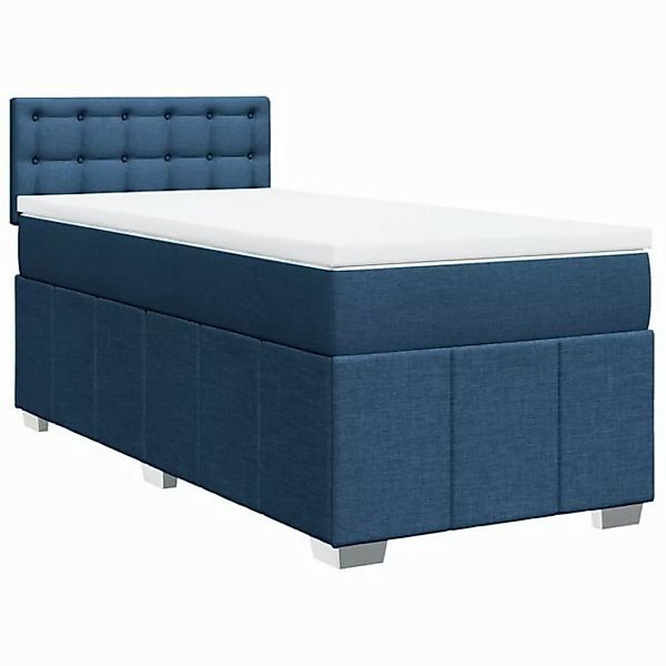 vidaXL Bett Boxspringbett mit Matratze Blau 90x200 cm Stoff günstig online kaufen