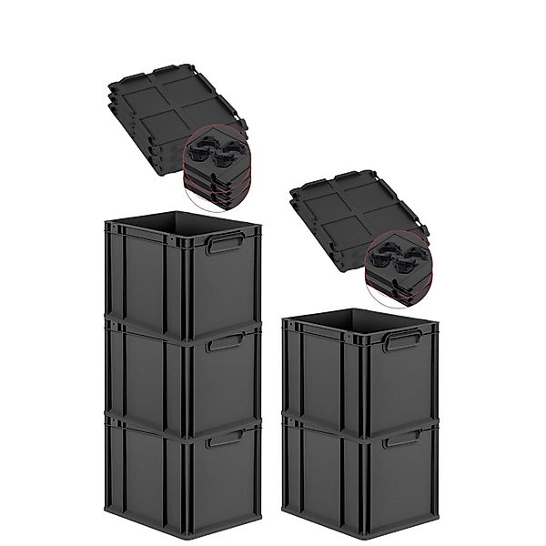 PROREGAL SparSet 5x Eurobox Nextgen Grip Mit Auflagedeckel Und Schwarzen Ve günstig online kaufen