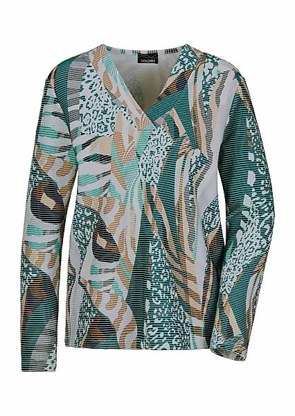 GOLDNER Sweatshirt "Kurzgröße Langarm Printshirt mit V-Ausschnitt", Ottoman günstig online kaufen