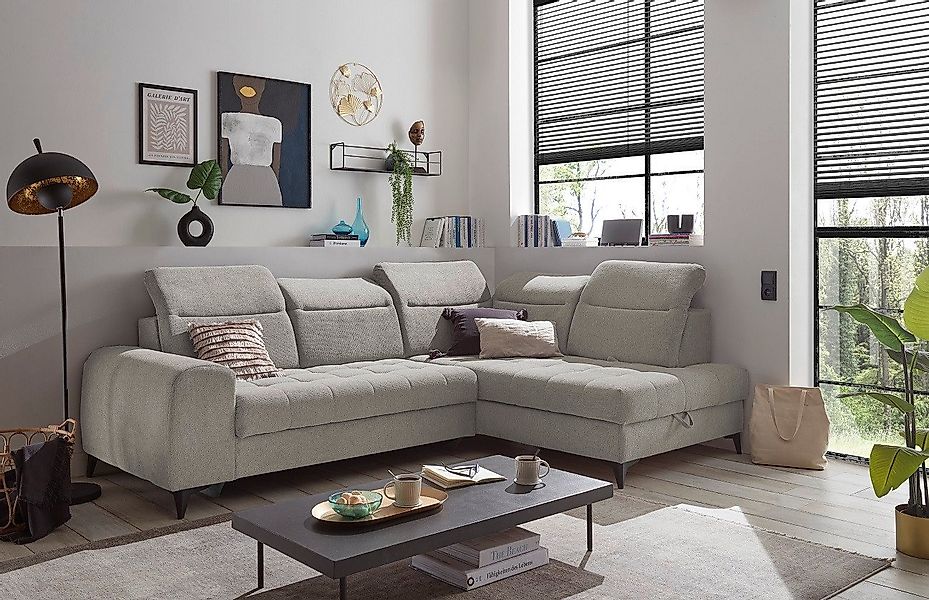 ED EXCITING DESIGN Ecksofa "Rockdale L-Form mit Bettfunktion, Bettkasten", günstig online kaufen