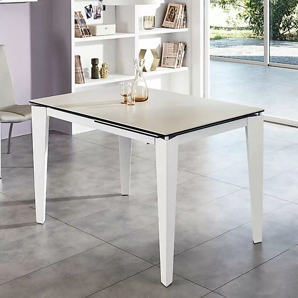 Ausziehbarer Tisch in Weiß Glas modern günstig online kaufen