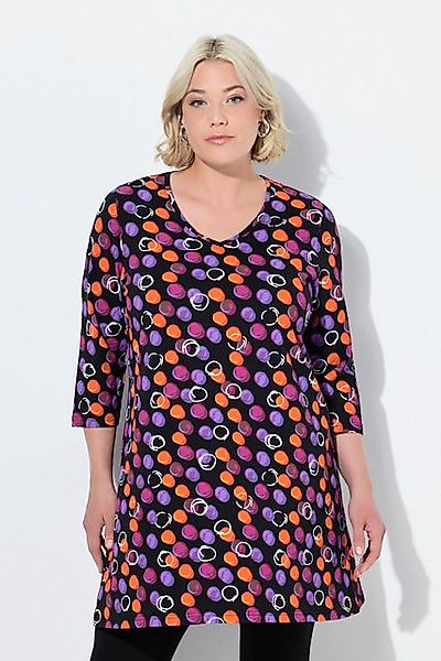 Ulla Popken Longshirt Longshirt Punkte A-Linie V-Ausschnitt 3/4-Arm günstig online kaufen