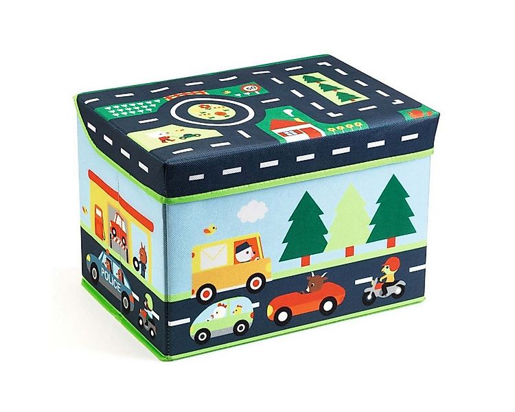 DJECO Spielzeugtruhe Spielzeugbox Rennstrecke Aufbewahrungsbox 35 x 25 x 25 günstig online kaufen