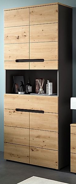 Inn.Furn Hochschrank Cooper (Badschrank Eiche Artisan und Basalt grau, 4-tü günstig online kaufen