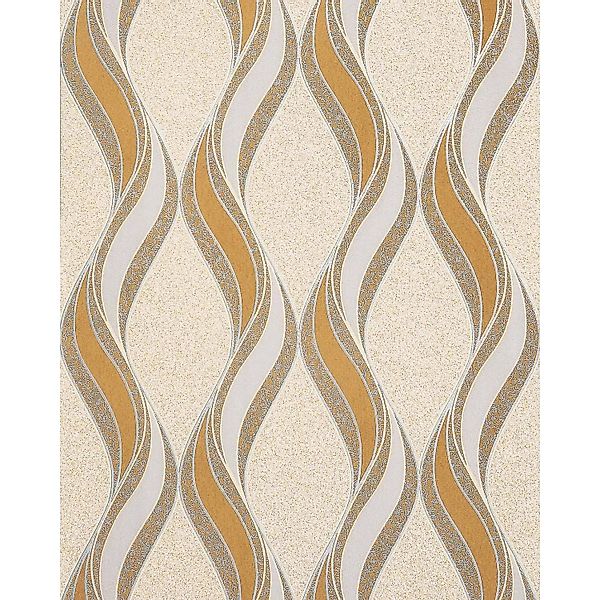 EDEM 1025-11 Tapete geschwungene Linien Ornamente Senf-Gelb Beige Grau Silb günstig online kaufen