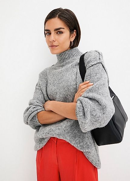 bonprix Strickpullover aus Polyester, Polyacryl, Polyamid und Wolle, mit St günstig online kaufen