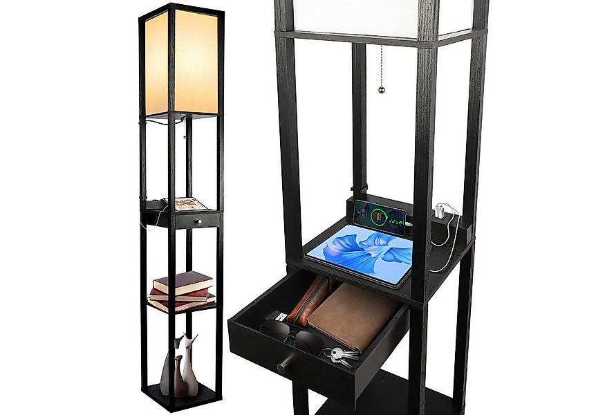 OUTON LED Stehlampe LED-Stehleuchte, Regal mit Schublade, mit 1 USB-A und 1 günstig online kaufen