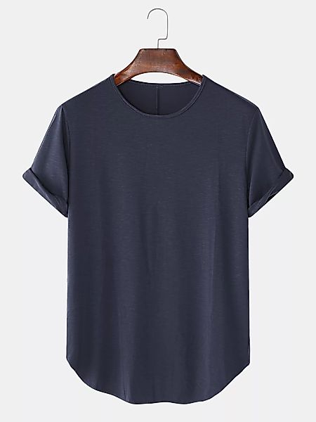 Einfarbige atmungsaktive und dünne, lockere, lässige O-Neck-T-Shirts für He günstig online kaufen