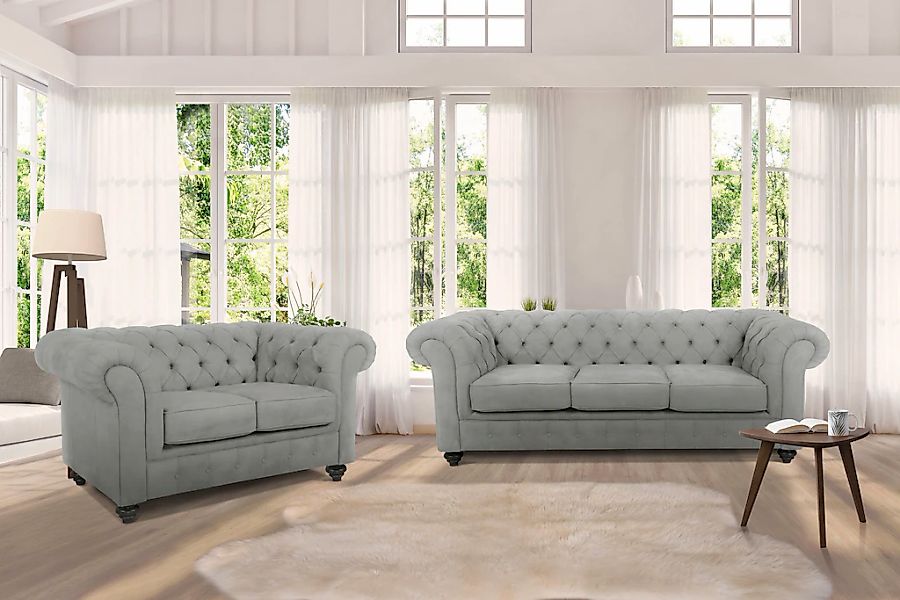 Home affaire Chesterfield-Sofa "Duc 3-Sitzer" hochwertige Knopfheftung im R günstig online kaufen