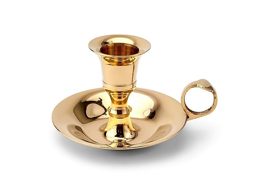 NKlaus Kerzentablett 9,5cm Kerzenständer mit Tragering aus Messing gold Ker günstig online kaufen