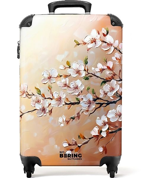 NoBoringSuitcases.com© Hartschalen-Trolley Blühende Zweige auf orangefarben günstig online kaufen