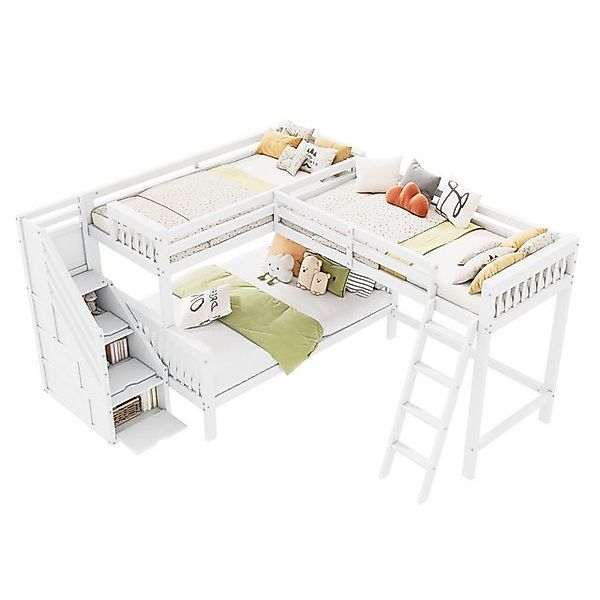 Odikalo Etagenbett Hochbett Kinderbett multifunktionales Treppenhaus 140*20 günstig online kaufen
