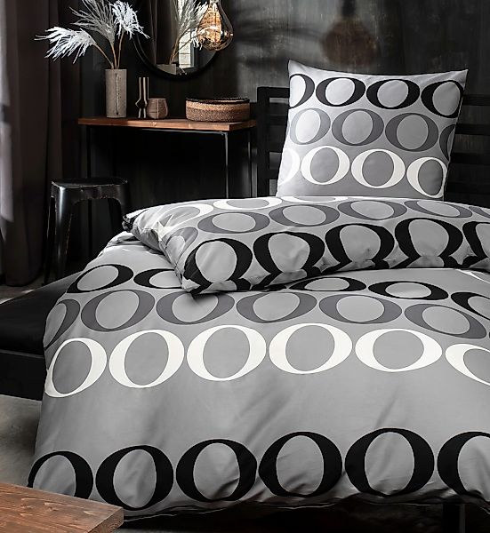 Janine Bettwäsche "Mako-Satin 31145" 2 tlg. mit grafischem Design, Bettwäsc günstig online kaufen