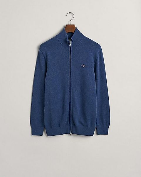 Gant Strickjacke CASUAL COTTON ZIP CARDIGAN, DARK JEANSBLUE MELAN günstig online kaufen