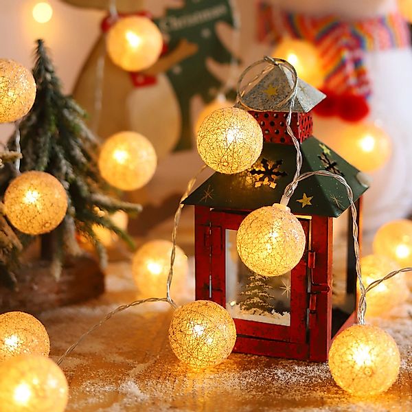 MUPOO LED-Lichterkette Wattebällchen Lichterkette Batteriebetrieben Festdek günstig online kaufen