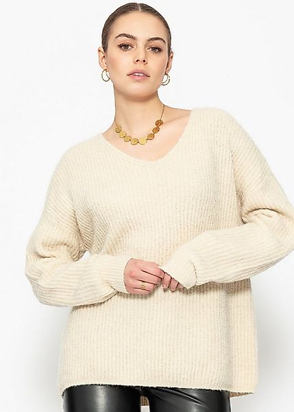 SASSYCLASSY Strickpullover Oversize Pullover Damen mit V-Ausschnitt Elegant günstig online kaufen