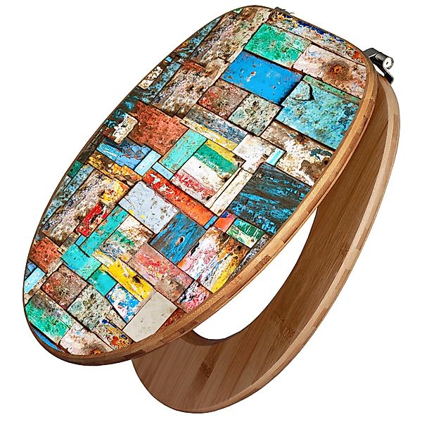 Banjado Design WC Sitz Bambus Toilettendeckel Toilettensitz Bambus Holz Klo günstig online kaufen