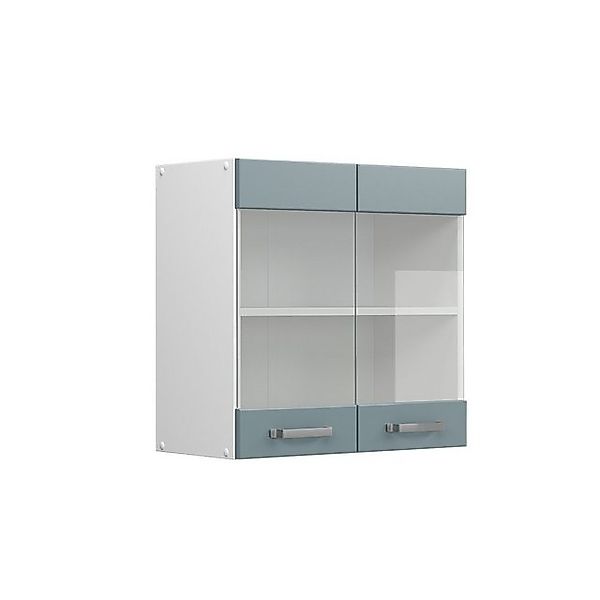 Vicco Küchenglasschrank R-Line Glashängeschrank Blau-Grau/Weiß 60 cm günstig online kaufen
