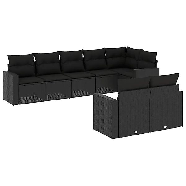 vidaXL 8-Tlg Garten-Sofagarnitur mit Kissen Schwarz Poly Rattan 3251552 günstig online kaufen