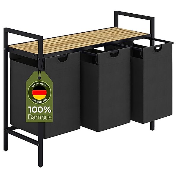 STEELSØN Ausziehwäschekorb Rigil (schwarz mit Bambus-Ablage), günstig online kaufen