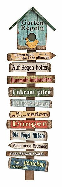 Spetebo Deko-Schriftzug Holz Gartenstab mit 11 Gartenregeln - 99 x 27 cm (S günstig online kaufen