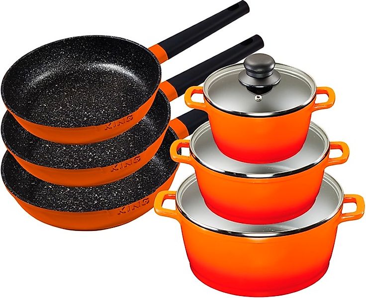 KING Topf-Set »Shine Orange« Aluminiumguss Set, je 1 Kochtopf mit Deckel 18 günstig online kaufen