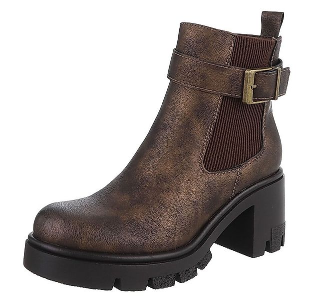 Ital-Design Elegante Chelsea Boots mit Blockabsatz für Damen Plateaustiefel günstig online kaufen
