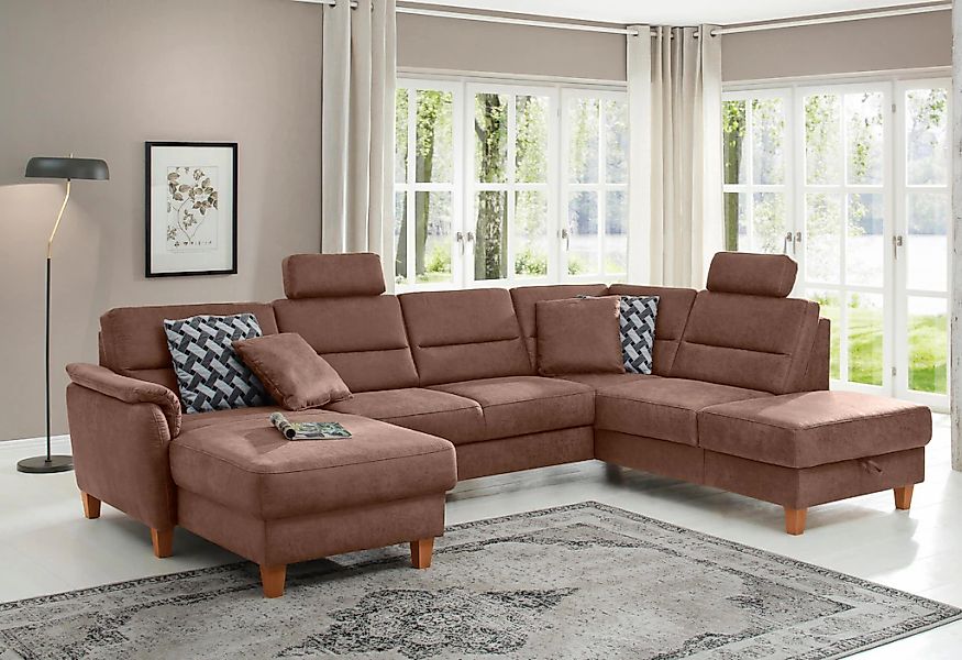 Home affaire Wohnlandschaft "Palmera U-Form, B: 308 cm" optional Bettfunkti günstig online kaufen
