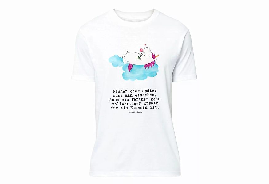 Mr. & Mrs. Panda T-Shirt Einhorn verliebt auf Wolke - Weiß - Geschenk, Jubi günstig online kaufen
