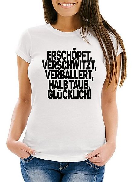 MoonWorks Print-Shirt Damen T-Shirt Spruch Erschöpft Verschwitzt Verballert günstig online kaufen