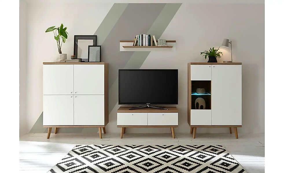 Wohnwand  Lessay ¦ weiß ¦ Maße (cm): B: 324 H: 160 T: 40.0 Kommoden & Sideb günstig online kaufen